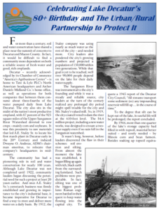 Brochure celebrating 80 years of lake decatur and the partnership to protect it