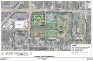 site map showing possible redevelopment project for former Garfield School site